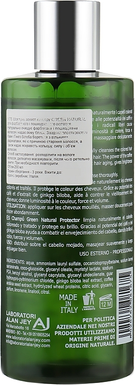 Color Protection Shampoo for Colored & Damaged Hair - Alan Jey Green Natural Shampoo Protettivo — photo N2
