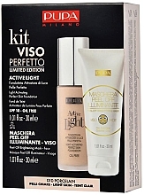 Set - Pupa Kit Viso Perfetto Active Light Cream Foundation And Maschera Peel Off Illuminante — photo N1