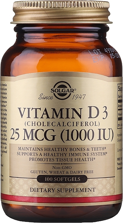 Vitamin D Dietary Supplement - Solgar Vitamin D3 1000 IU Cholekacyferol — photo N5