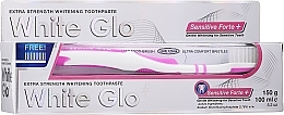 Fragrances, Perfumes, Cosmetics Set with Pink Toothbrush - White Glo Sensitive Forte Set (toothpaste/100ml + toothbrush + t/pick/8)