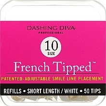 Short Nail Tips "French" - Dashing Diva French Tipped Short White 50 Tips (Size -10) — photo N1