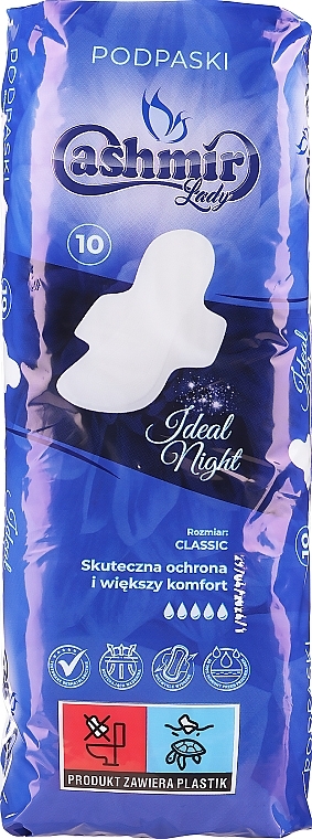 Cashmere Lady Ideal Night Classic Wing - Sanitary Pads, 10 pcs. — photo N1