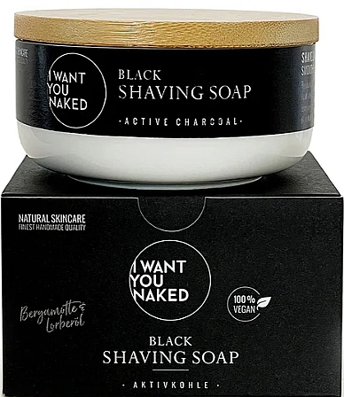 Black Shaving Soap - I Want You Naked Shaving Soap With Activated Carbon — photo N1