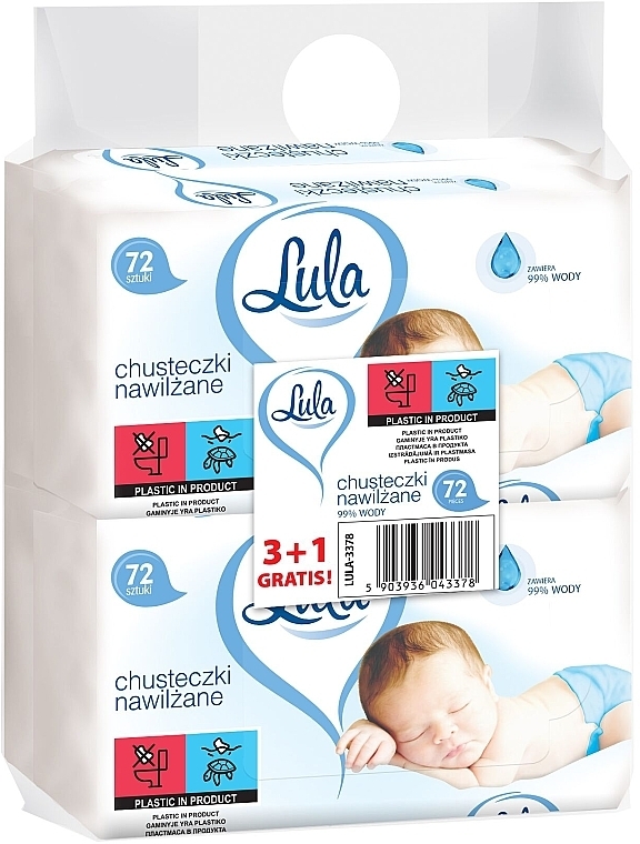 Baby Wipes 99% Water, 4x72 pieces - Lula — photo N1