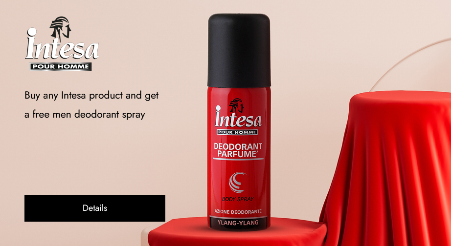 Buy any Intesa product and get a free men deodorant spray