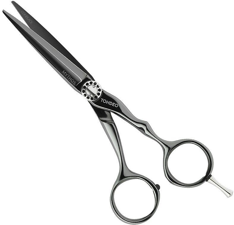 Straight Hairdressing Scissors, 90019, black - Tondeo Premium Line Mythos Black Offset 6.0" Conblade — photo N1