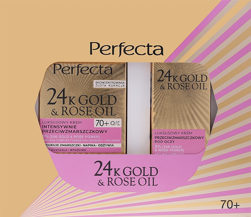 Set - Perfecta 24K Gold & Rose Oil 70+ (f/cr/50ml + eye/cr/15ml) — photo N1