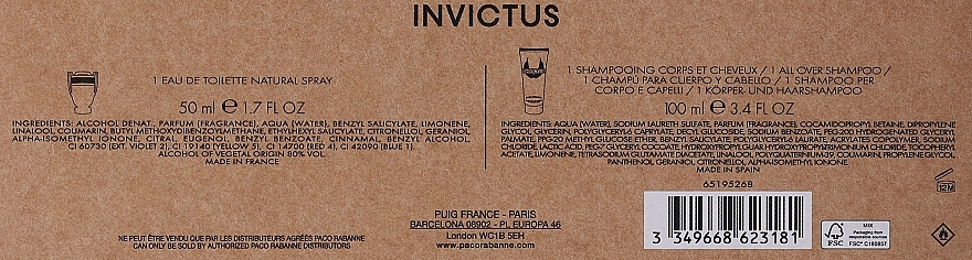 Paco Rabanne Invictus Eau Xmas Giftset - Set (edt/50 ml + sh/gel/100 ml) — photo N3