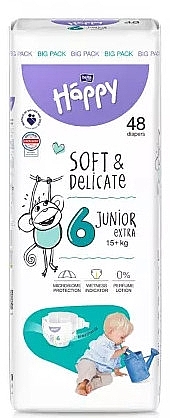 Baby Diapers 15+ kg, size 6 Junior Extra, 48 pcs - Bella Baby Happy Soft & Delicate — photo N1
