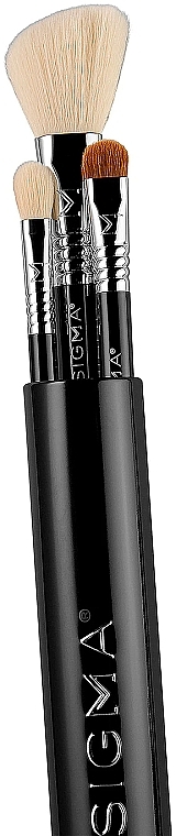 Makeup Brush Set in Case, black, 3 pcs - Sigma Beauty Essential Trio Brush Set — photo N5