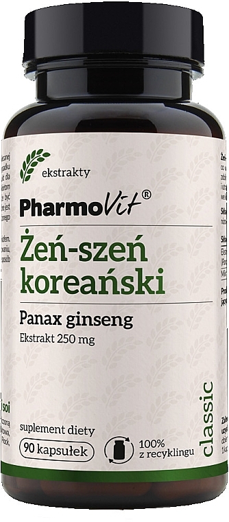 Dietary Supplement 'Ginseng', 250mg - Pharmovit Classic Panax Ginseng — photo N1