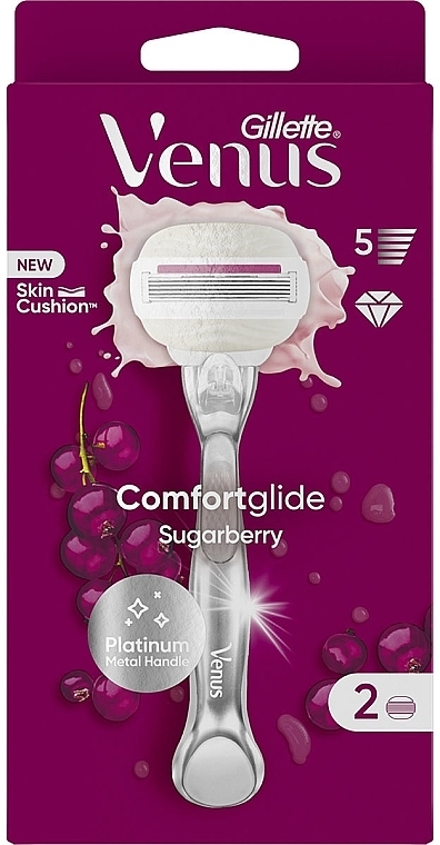 Shaver with 2 Replaceable Cassettes - Gillette Venus Comfortglide Sugarberry — photo N1