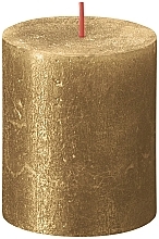 Fragrances, Perfumes, Cosmetics Cylinder Candle Gold, 80/68 mm - Bolsius Rustic Shimmer Metallic Candle