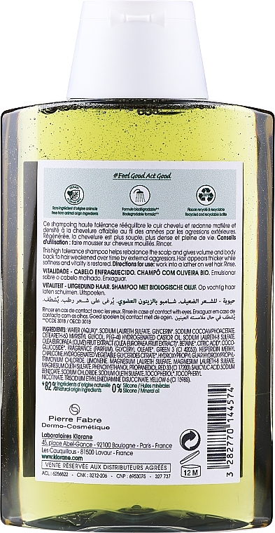 Shampoo - Klorane Vitality Age-Weakened Organic Olive Hair Shampoo — photo N2