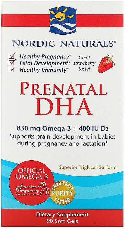 Dietary Supplement with Strawberry Flavor for Pregnant Women "Omega-3" - Nordic Naturals Prenatal DHA Strawberry — photo N2