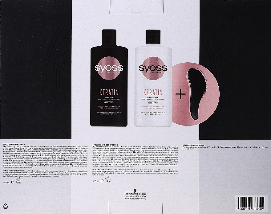 Set - Syoss Keratin Set (shampoo/440ml + cond/440ml + brush/1p) — photo N3