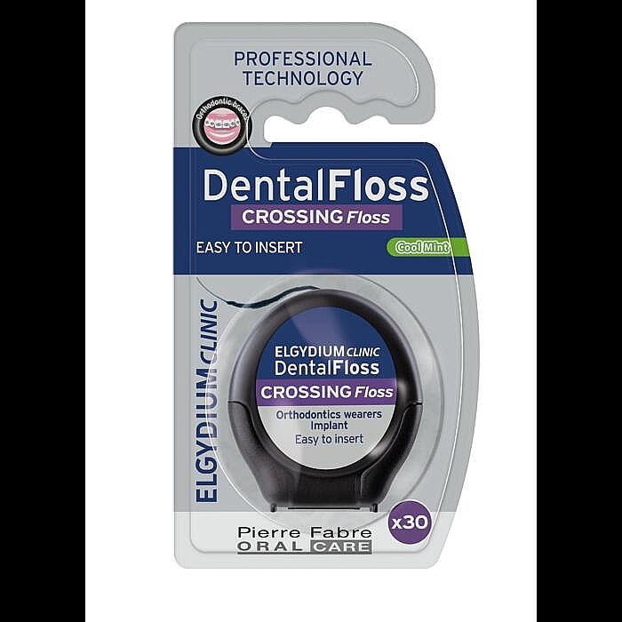 Dental Floss for Orthodontic Devices and Implants - Elgydium Clinic Dental Floss Crossing Floss Cool Mint — photo N1