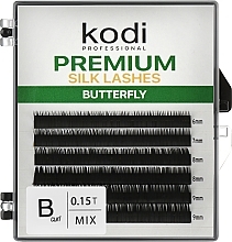 Butterfly Green B 0.15 False Eyelashes (6 rows: 6/7/8/9) - Kodi Professional — photo N1