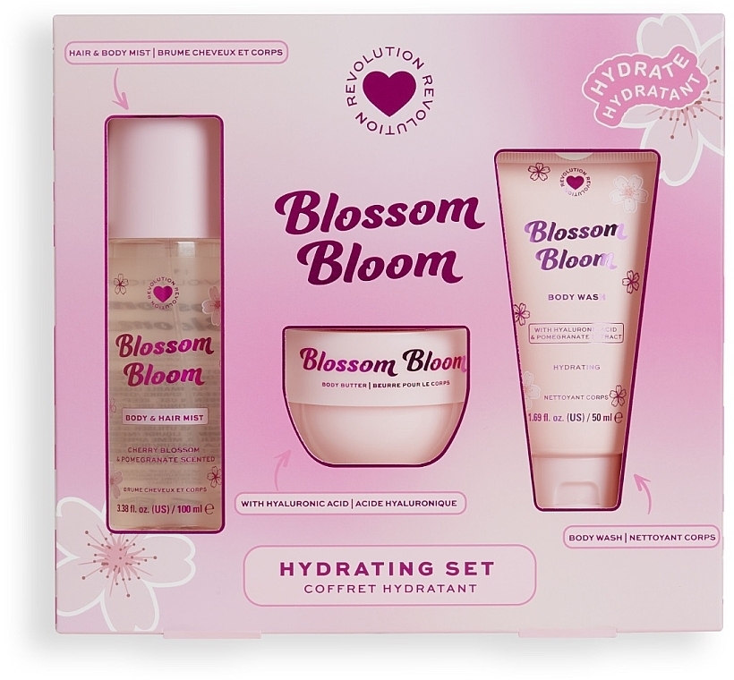 セット - I Heart Revolution Blossom Bloom Hydrating Set (sh/gel/50ml+b/cr/68g+b/mist/100ml) — photo N1