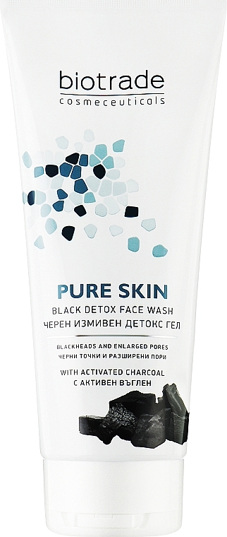 Detox Gel with Charcoal & Lactic Acid - Biotrade Pure Skin Black Detox Face Wash — photo N1