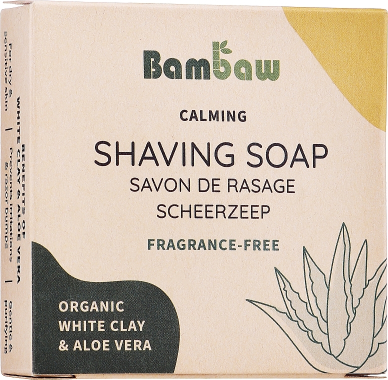 Fragrance-Free Shaving Soap - Bambaw Shaving Soap Organic White Clay & Aloe Vera — photo N1