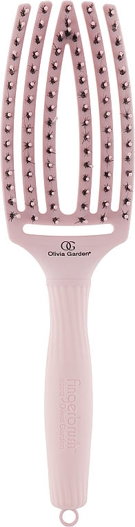 Combo Hair Brush - Olivia Garden Finger Brush Boar & Nylon Medium Pastel Pink — photo N1