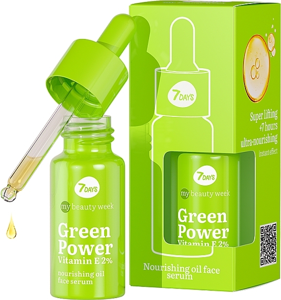 Face Activator Serum with Vitamin E - 7 Days My Beauty Week Green Power Vitamin E 2% Nourish Oil Face Serum — photo N1