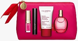 Fragrances, Perfumes, Cosmetics Set - Clarins Kit Make Up Must (balm/f/15ml + fix/15ml + masc/3ml + lip/oil/1.4ml + bag/1pcs)