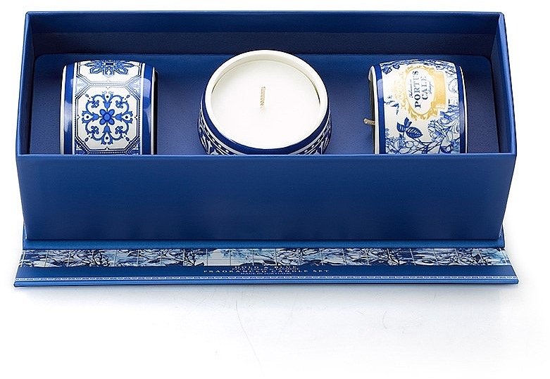 Set - Portus Cale Gold & Blue Fragranced Candle Set (candle/3x70g) — photo N2
