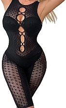 Erotic Bodysuit with Diamonds, elastic, black - Lolita Accessories — photo N1