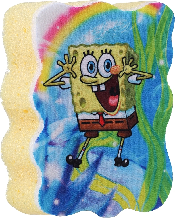 Bath Sponge "SpongeBob", blue-yellow - Suavipiel Sponge Bob Bath Sponge — photo N1