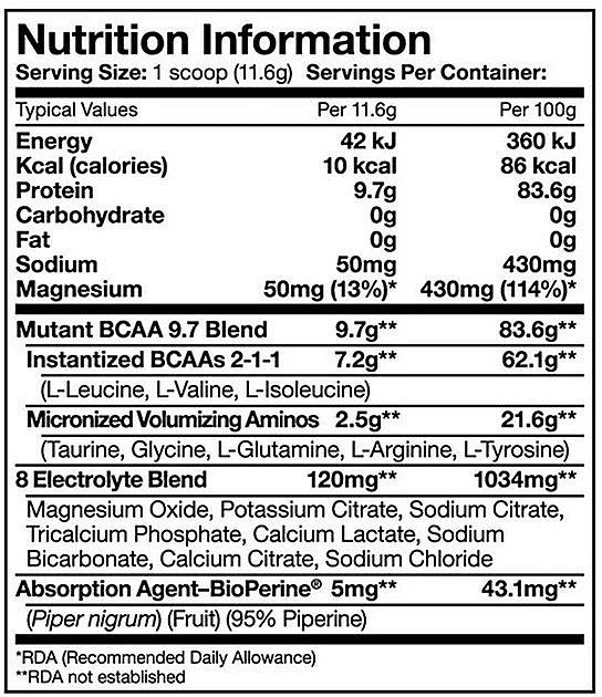 BCAA Amino Acid Complex 'Fruit Punch' - Mutant BCAA 9.7 Fruit Punch — photo N3