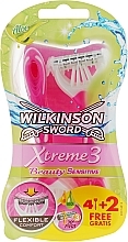 Disposable Razors, 4+2 pcs - Wilkinson Sword Xtreme 3 Beauty Sensitive — photo N1
