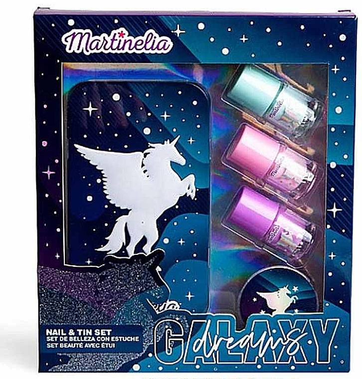 Set - Martinelia Galaxy Dreams Nails & Tin Box (nail/polish/3 pcs + nail/file/1 pcs + box) — photo N1