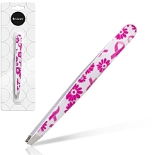 Fragrances, Perfumes, Cosmetics Tweezer, pink with flowers - Silcare