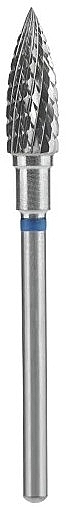 Carbide Nail Drill Bit 'Flame', blue, diameter 5 mm, work part 13.5 mm - Staleks Pro Expert — photo N1