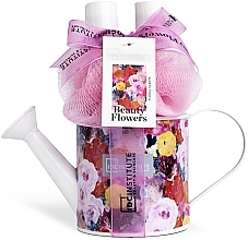 Fragrances, Perfumes, Cosmetics Set - IDC Institute Beauty Flowers Watering Can (sh/gel/100ml + b/lot/100ml + sponge)