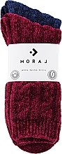 Fragrances, Perfumes, Cosmetics Warm Long Chenille Socks for Women, burgundy+blue - Moray