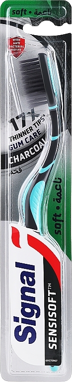 Soft Toothbrush, turquoise-black - Signal Natural Elements Silver Charcoal Toothbrush — photo N1