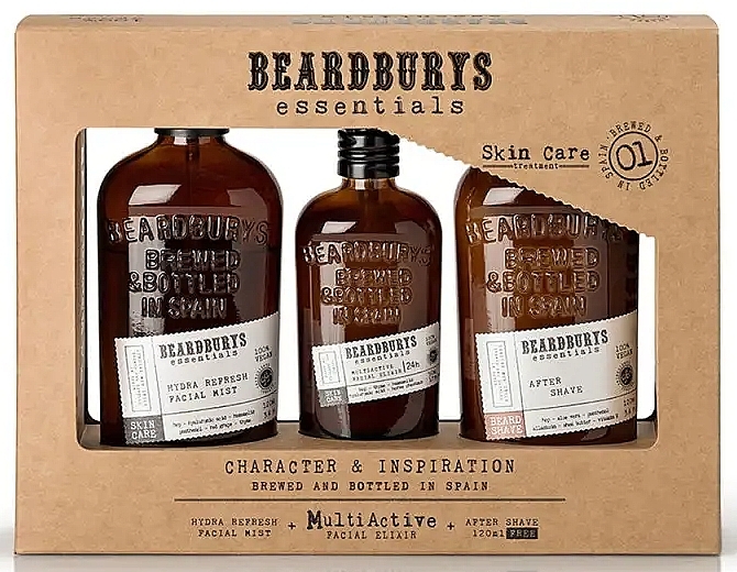 Set - Beardburys Essentials Lot (f/mist/120 ml + f/elix/50 ml + af/sh/lot/120 ml) — photo N1