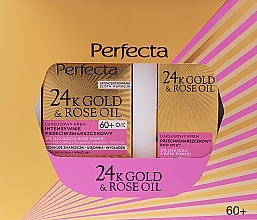 Fragrances, Perfumes, Cosmetics Set - Perfecta 24K Gold & Rose Oil 60+ (f/cr/50ml + eye/cr/15ml)