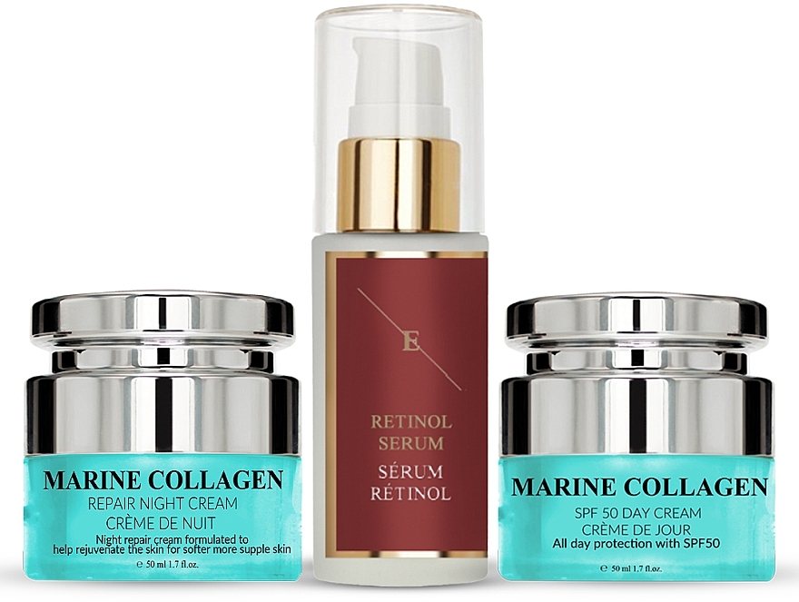 Set - Eclat Skin London Marine Collagen & Retinol (f/cr/2x50ml + f/ser/30ml) — photo N1