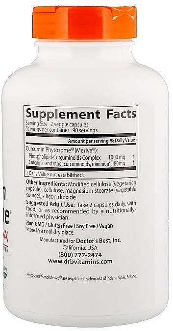 Curcumin Phytosome, 500 mg - Doctor's Best Curcumin Phytosome Meriva — photo N2