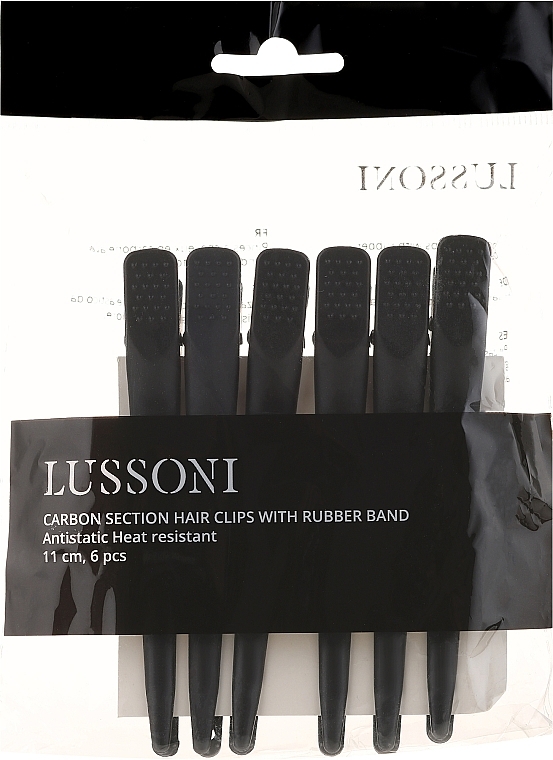 Carbon Hair Clips, black - Lussoni — photo N1