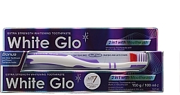 Fragrances, Perfumes, Cosmetics Set "Whitening" with Mouthwash, purple brush - White Glo 2in1 Whitening Toothpaste With Mouthwash (toothpaste/100ml + toothbrush)