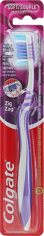 Toothbrush, soft, grey-purple - Colgate ZigZag Soft — photo N1