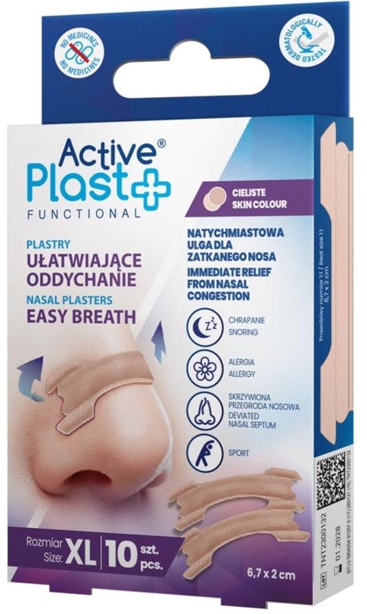 呼吸を楽にするパッチ - Ntrade Active Plast Functional Easy Breath Xl Nasal Plasters	 — photo 10 pcs.