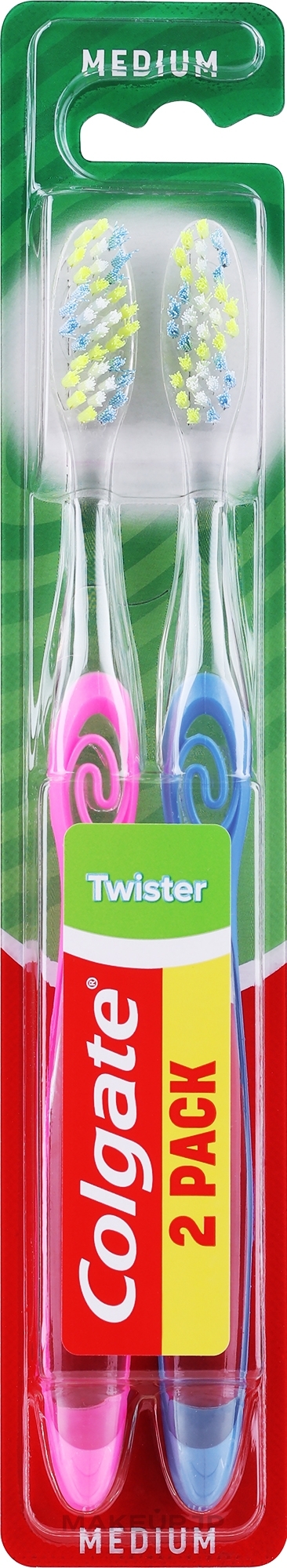Toothbrush "Twister", Medium, pink + blue - Colgate Twister Medium — photo 2 szt.