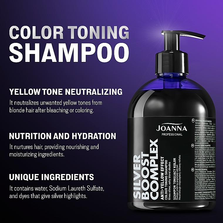 Shampoo for Blond and Gray Hair - Joanna Professional Silver Boost Complex Hair Shampoo — photo N2