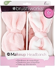 Headband Set, 2 pcs. - Brushworks Makeup Headband Pink And White — photo N1